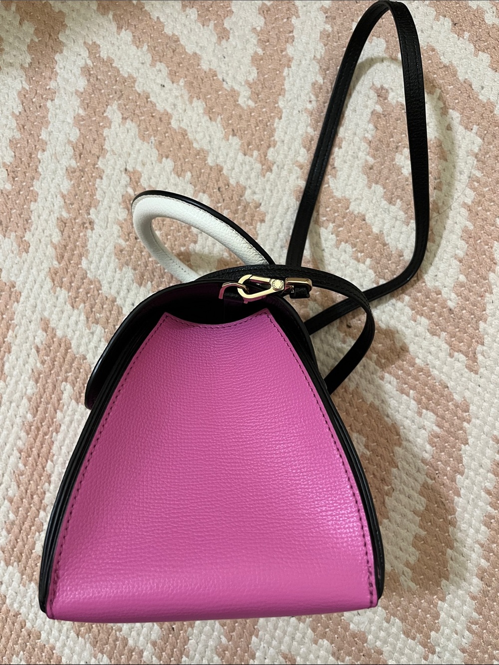 henri bendel Pink, Black & White Mini Leather Top-Handle Crossbody - Picture 4 of 9